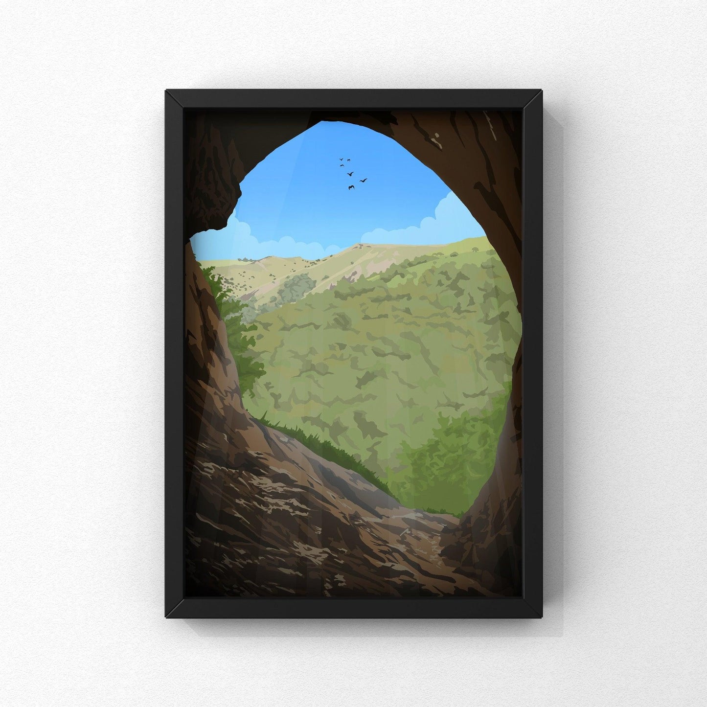 Thor’s Cave Print | Peak District Artwork | A5 A4 A3 - Millstones & Moor