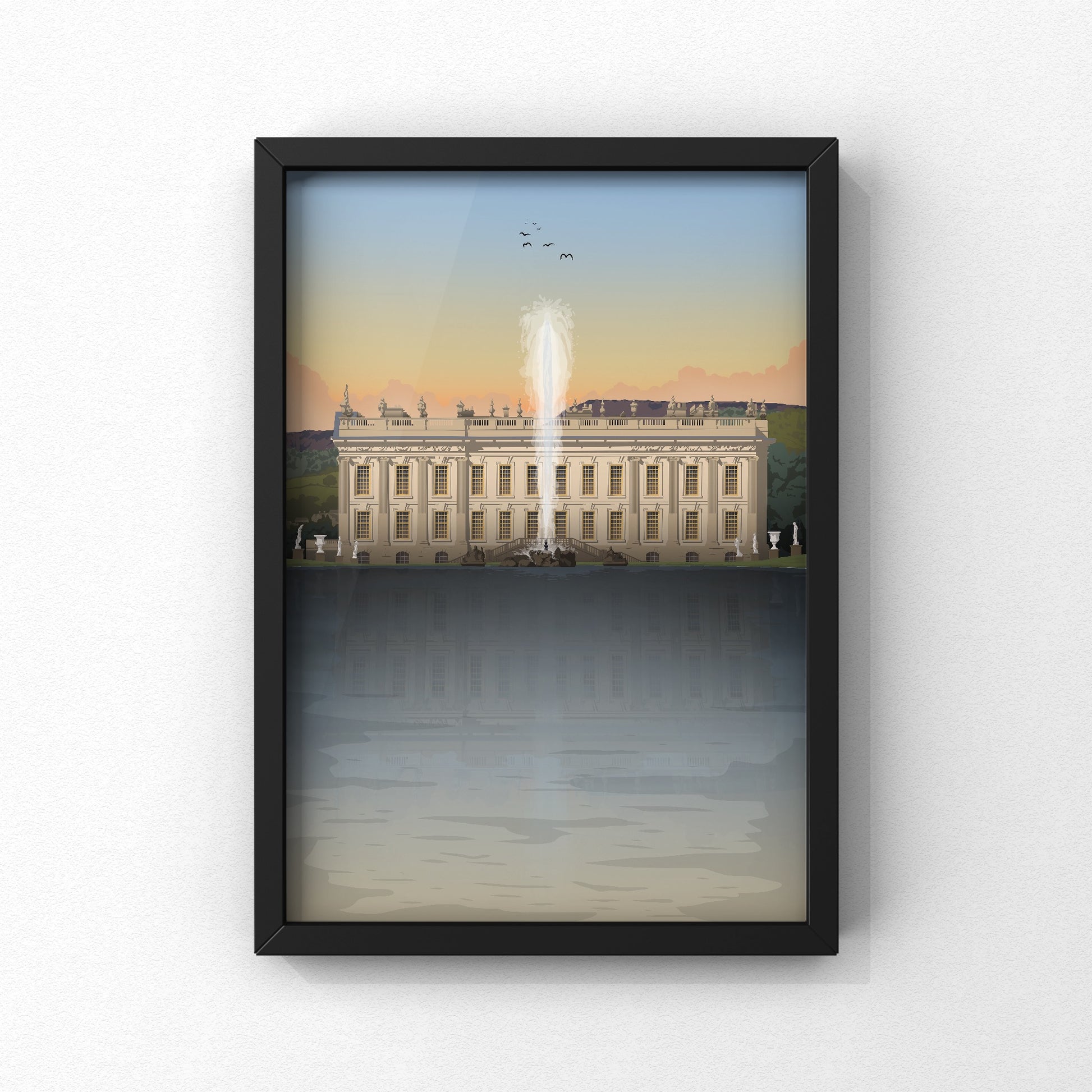 Chatsworth House Print | Peak District Artwork | A5 A4 A3 - Millstones & Moor