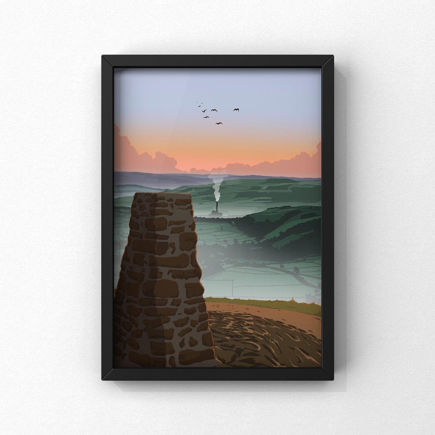 Mam Tor Print | Peak District Artwork | A5 A4 A3 - Millstones & Moor