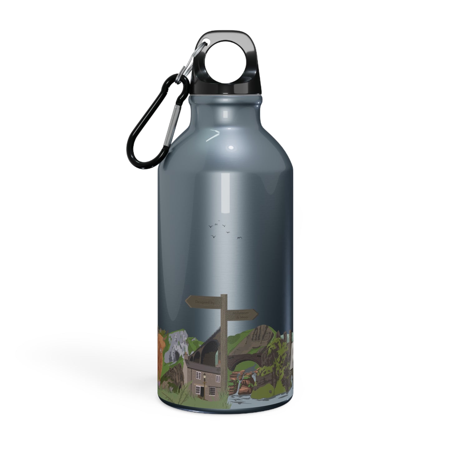 Peak District National Park illustrated metal water bottle