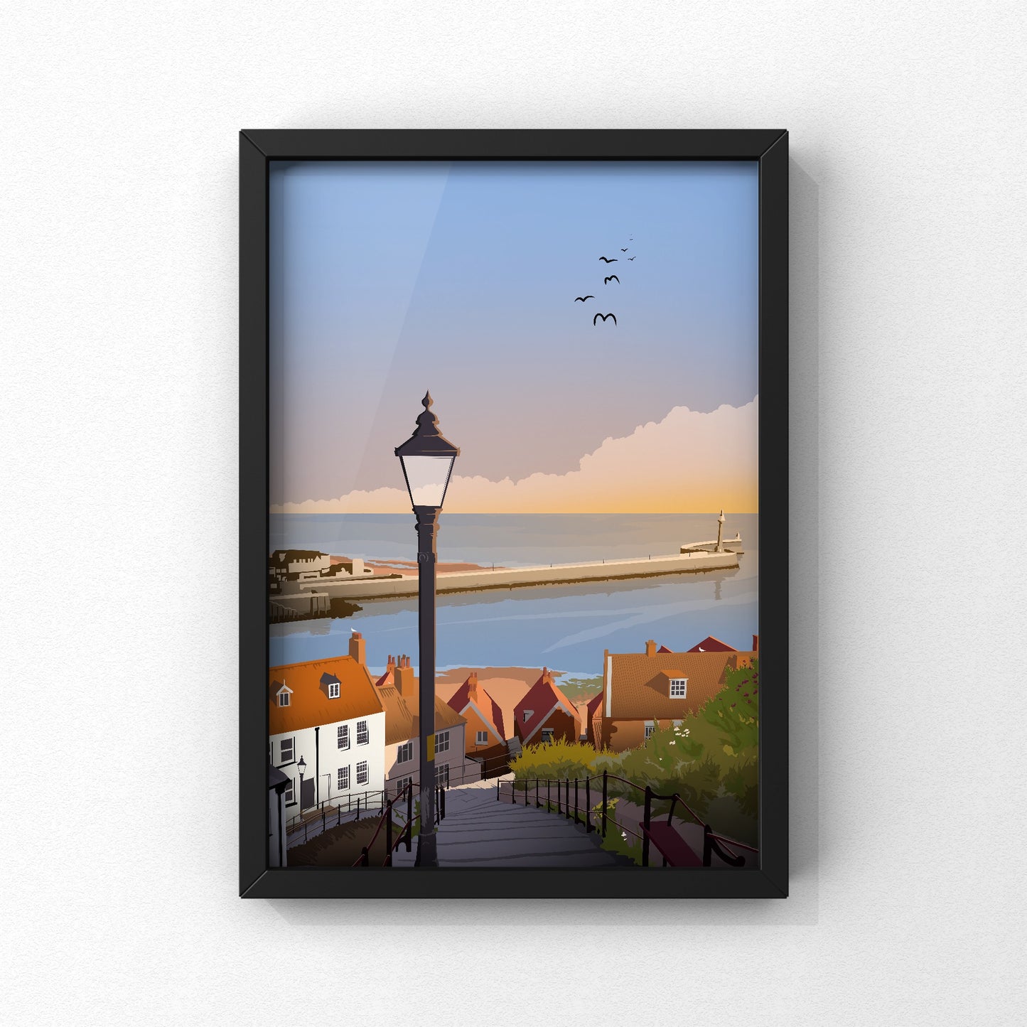 Whitby 199 Steps | Yorkshire Print | A5 A4 A3 - Millstones & Moor