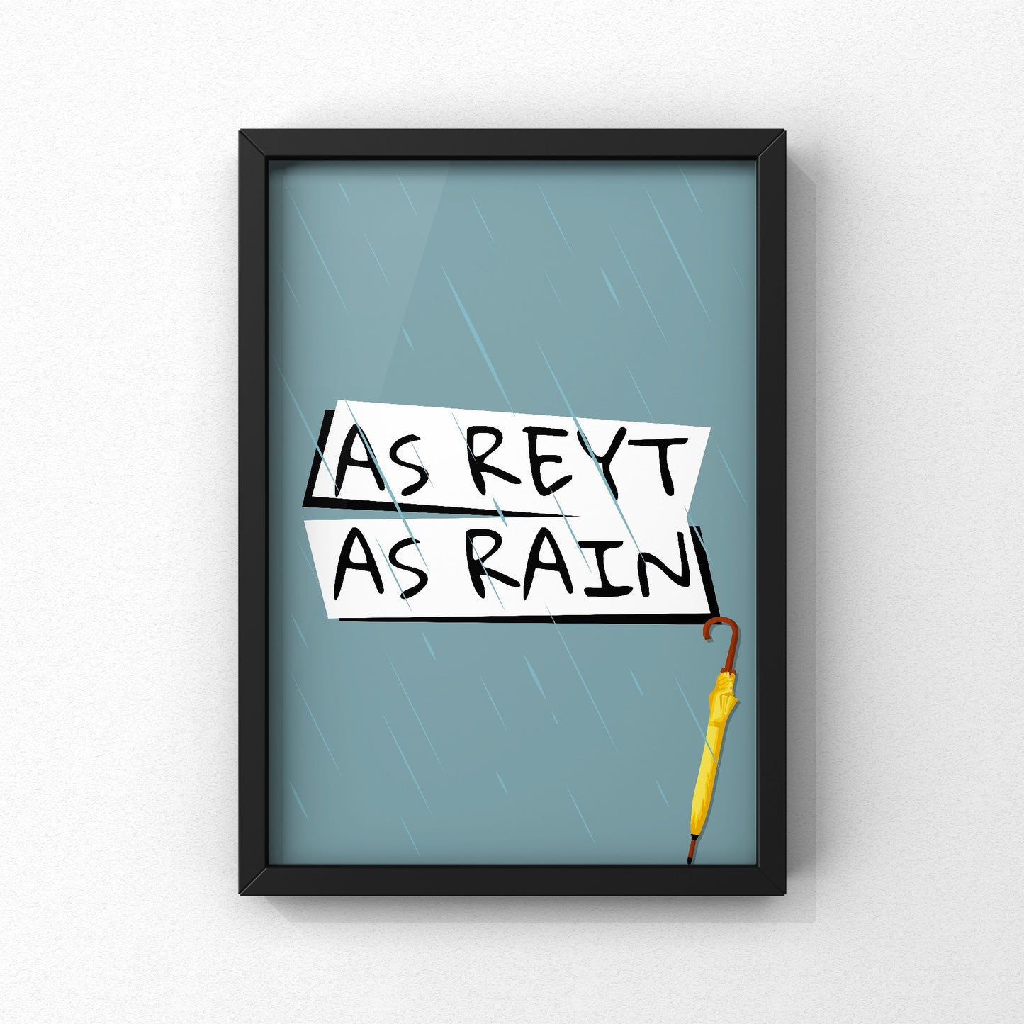 As Reyt As Rain Yorkshire Print | Yorkshire Slang | A5 A4 A3 - Millstones & Moor