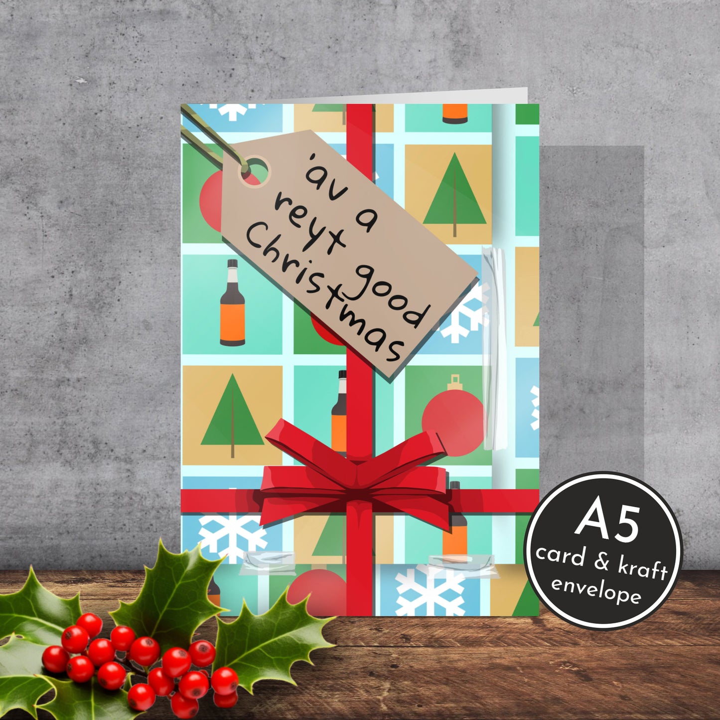 Yorkshire Themed Christmas Card | A5 Card and Envelope - Millstones & Moor
