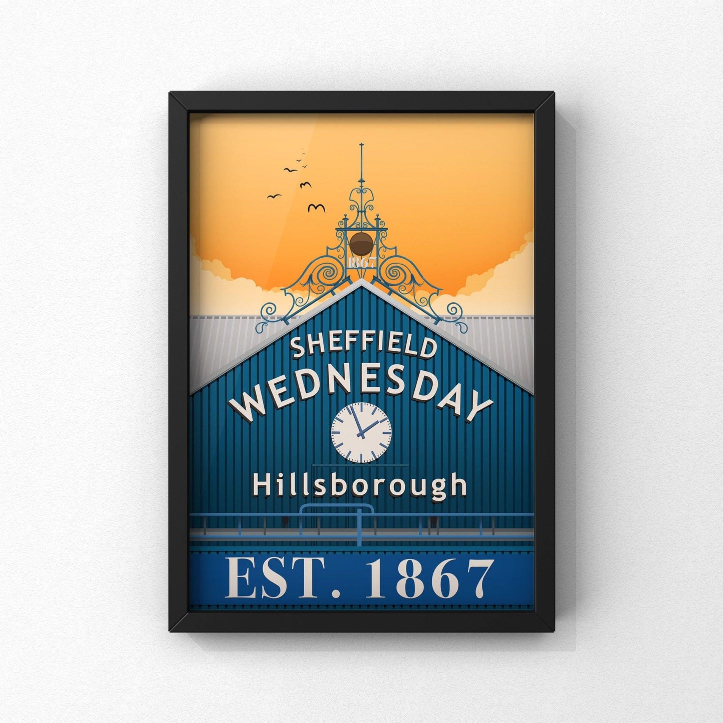Sheffield Wednesday Print | Hillsborough Stadium | A5 A4 A3 - Millstones & Moor