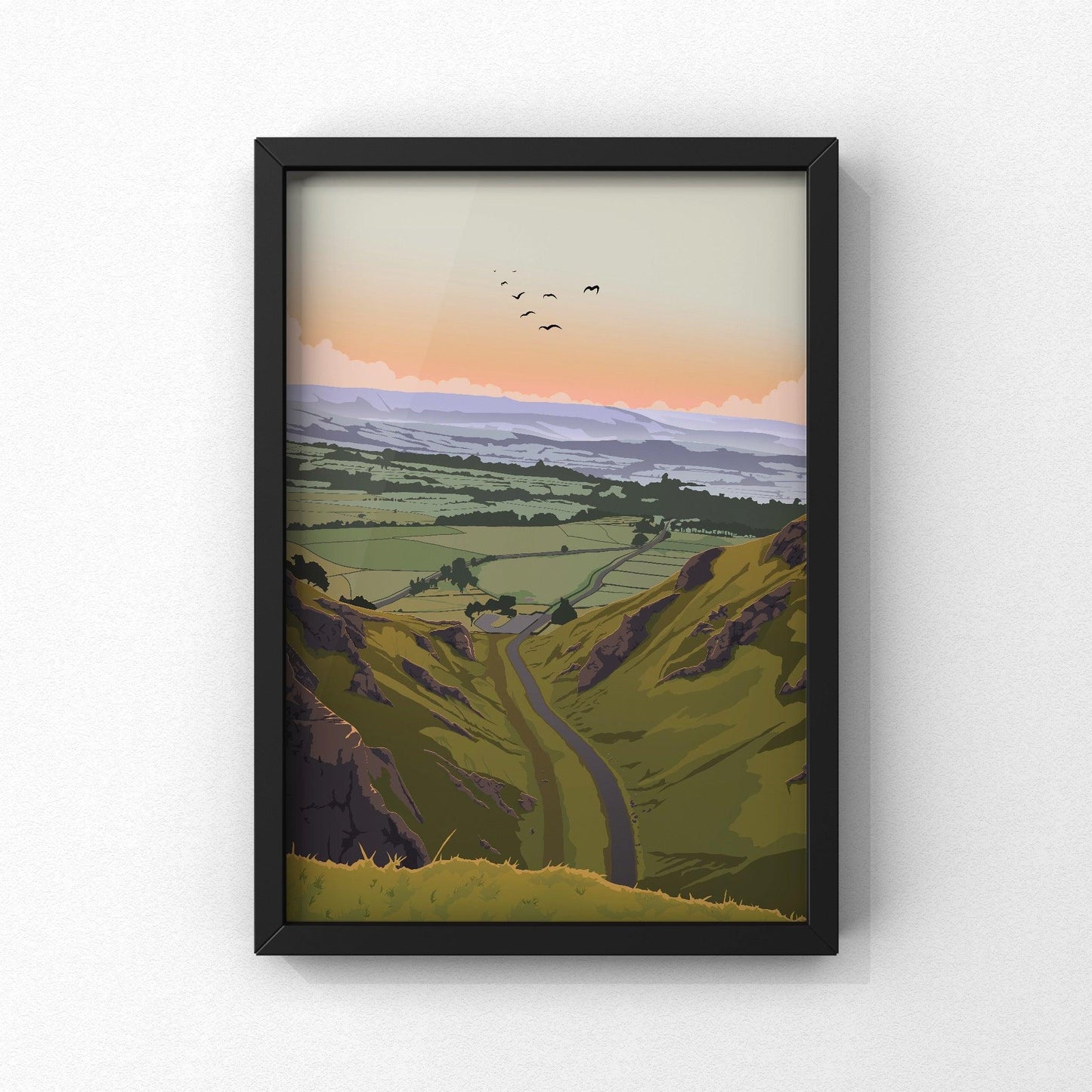 Winnats Pass Print | Peak District Artwork | A5 A4 A3 - Millstones & Moor