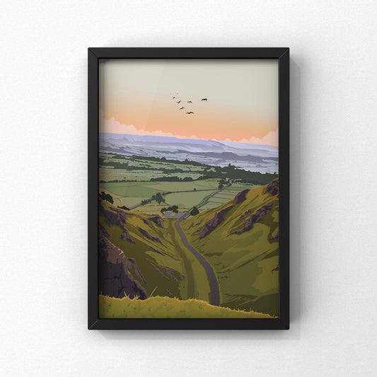 Winnats Pass Print | Peak District Artwork | A5 A4 A3 - Millstones & Moor