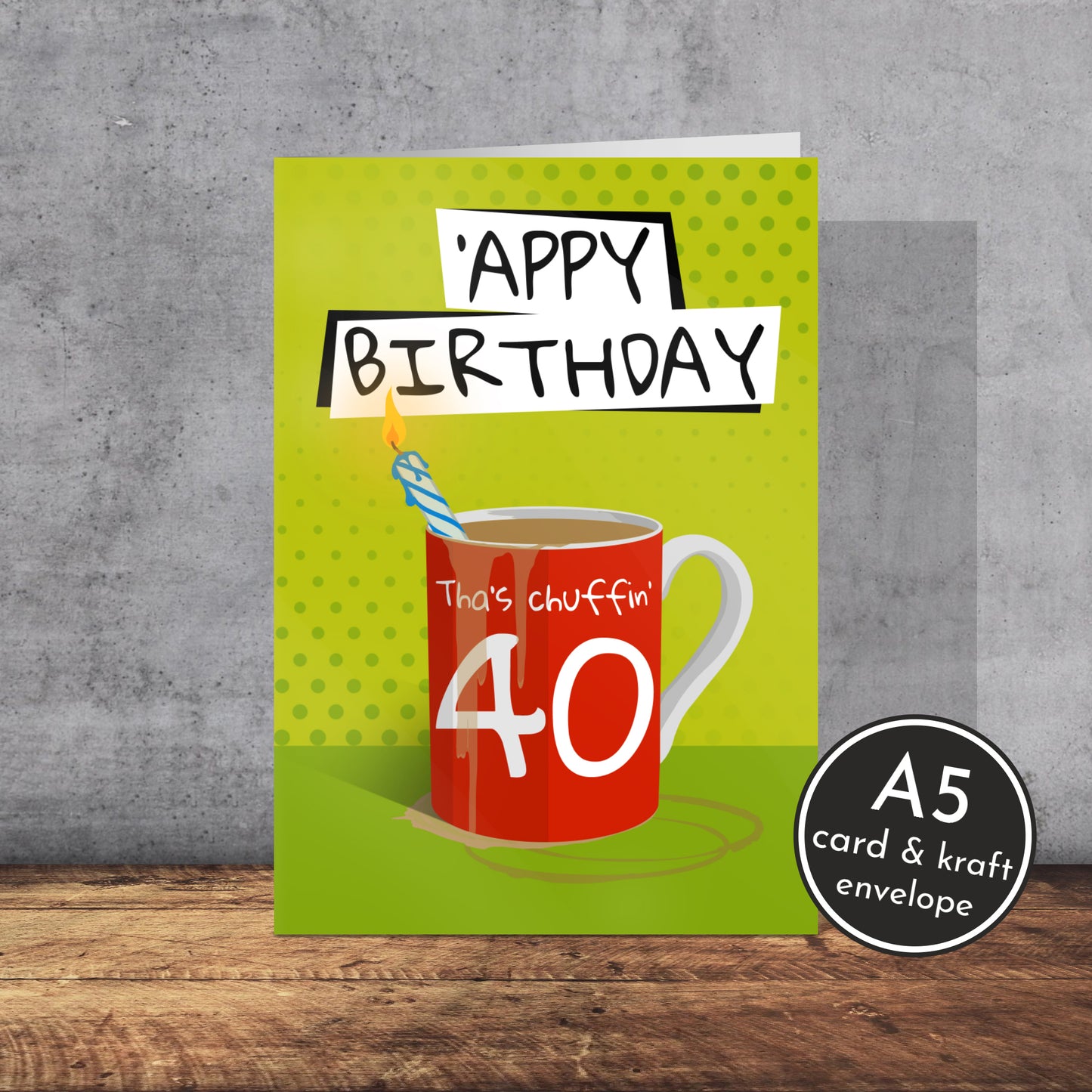Tha’s Chuffin’ 40 Birthday Card | Yorkshire slang | A5 Card and Envelope - Millstones & Moor