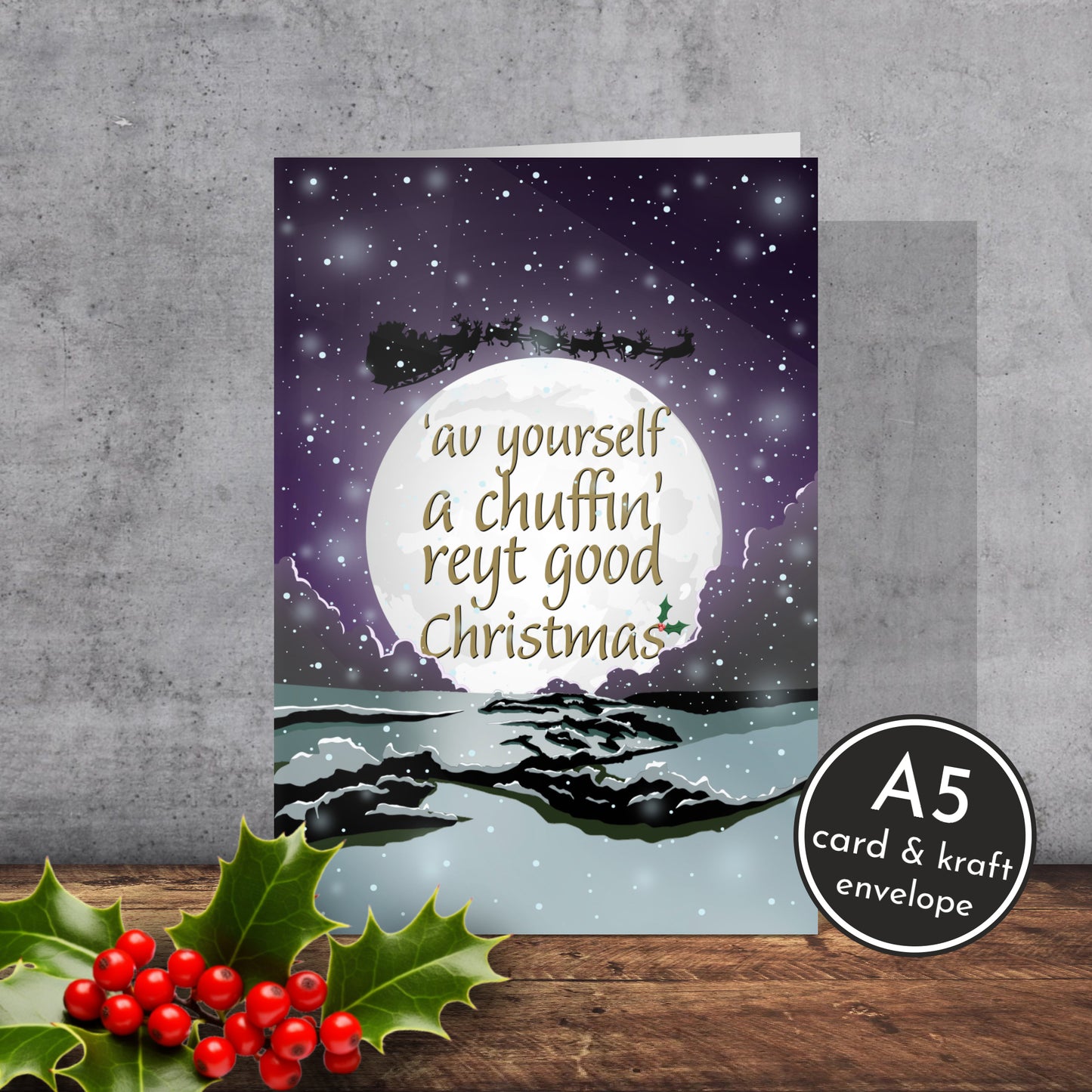 Traditional Yorkshire Christmas Card | A5 Card and Envelope - Millstones & Moor