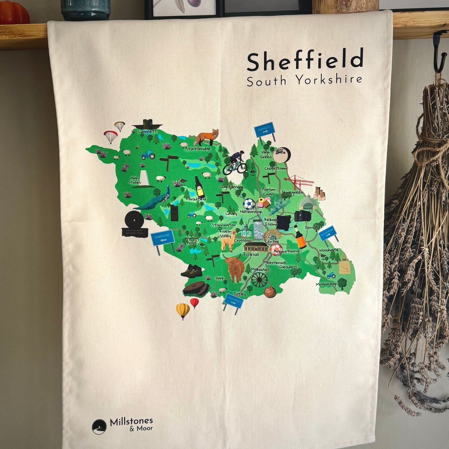 Sheffield Map Illustrated Tea Towel