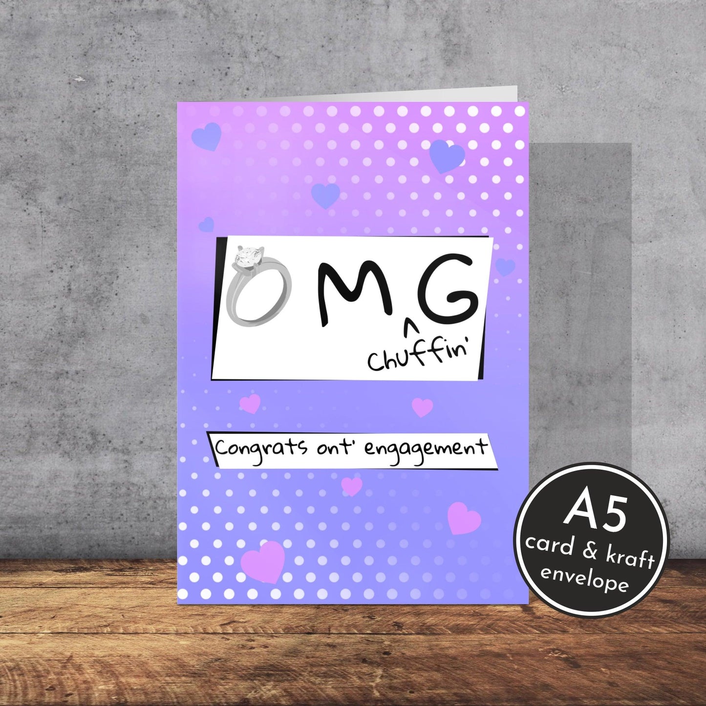 OMG Congratulations Engagement Card | Yorkshire Slang | A5 Card and Envelope - Millstones & Moor