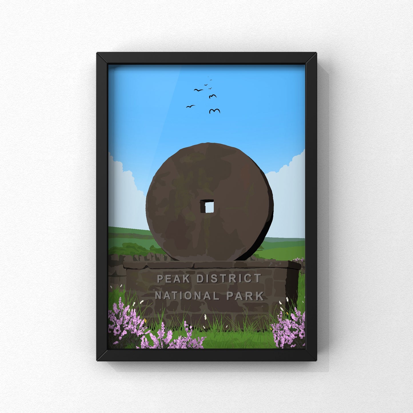 Peak District Millstones Sign Print | Peak District Artwork | A5 A4 A3 - Millstones & Moor