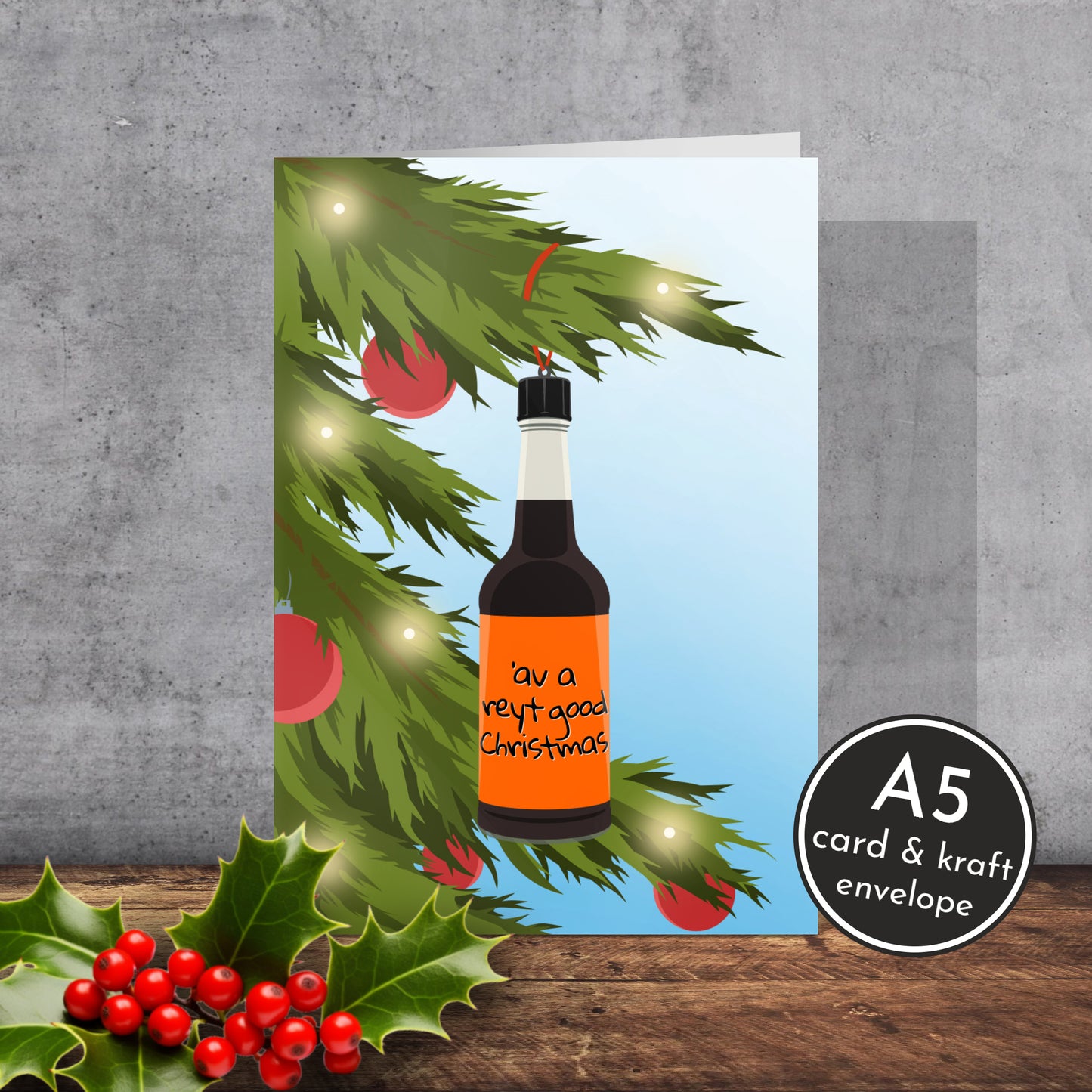 Henderson’s Relish Themed Yorkshire Christmas Card | A5 Card and Envelope - Millstones & Moor