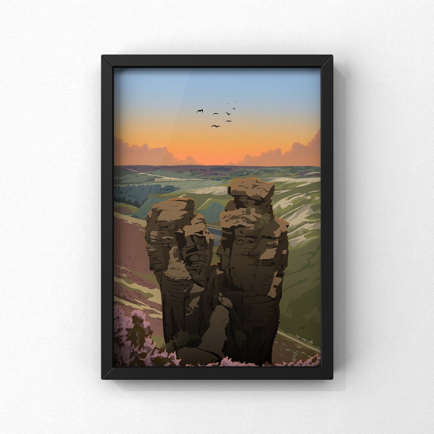 The Trinnacle Print | Peak District Artwork | A5 A4 A3 - Millstones & Moor