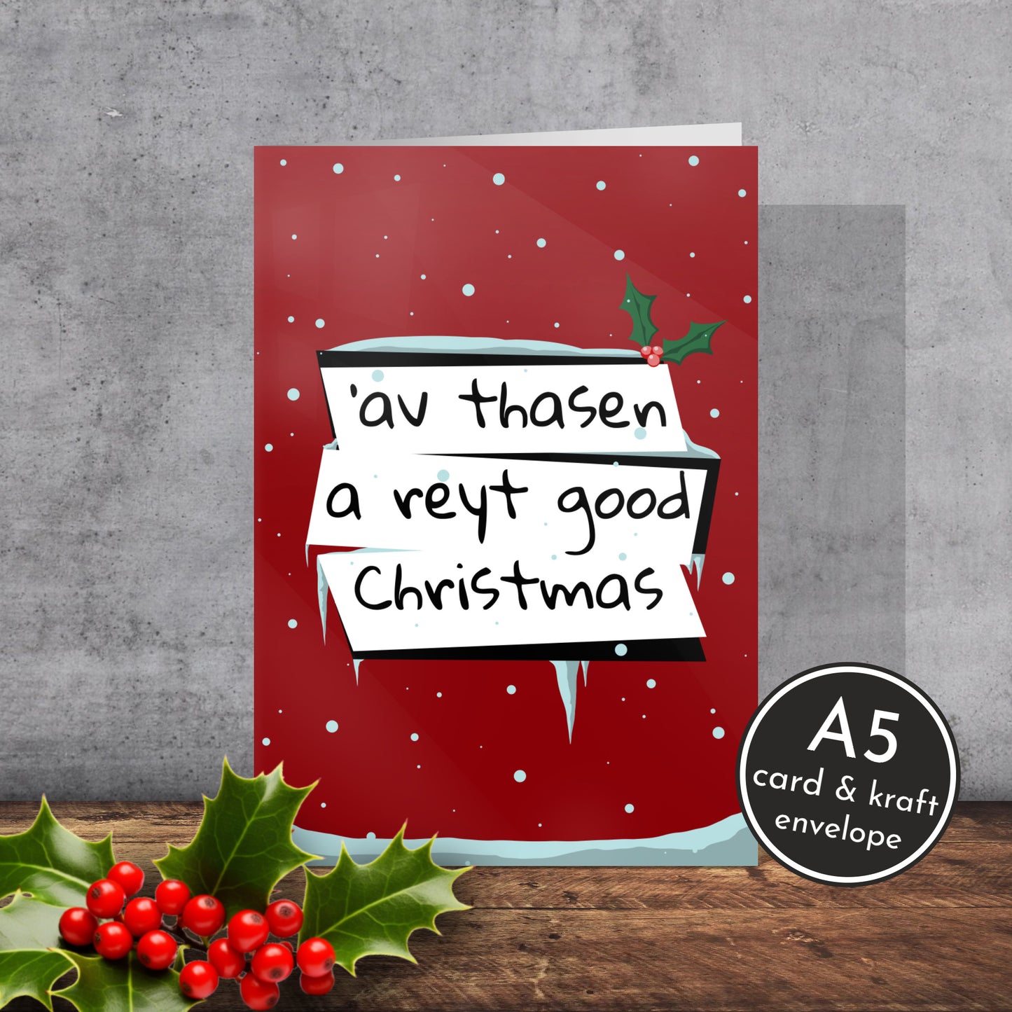 Yorkshire Slang Christmas Card | A5 Card and Envelope - Millstones & Moor
