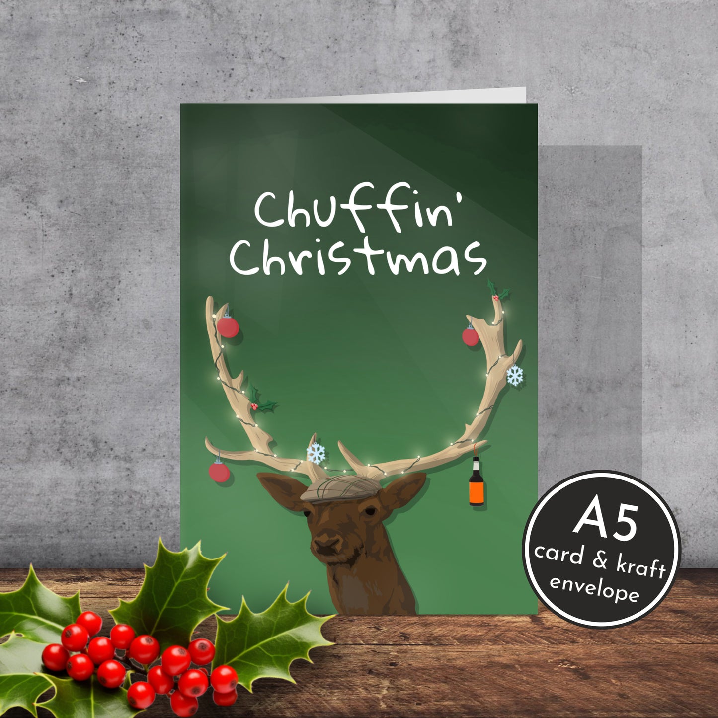 Mardy Reindeer Christmas Card | A5 Card and Envelope - Millstones & Moor