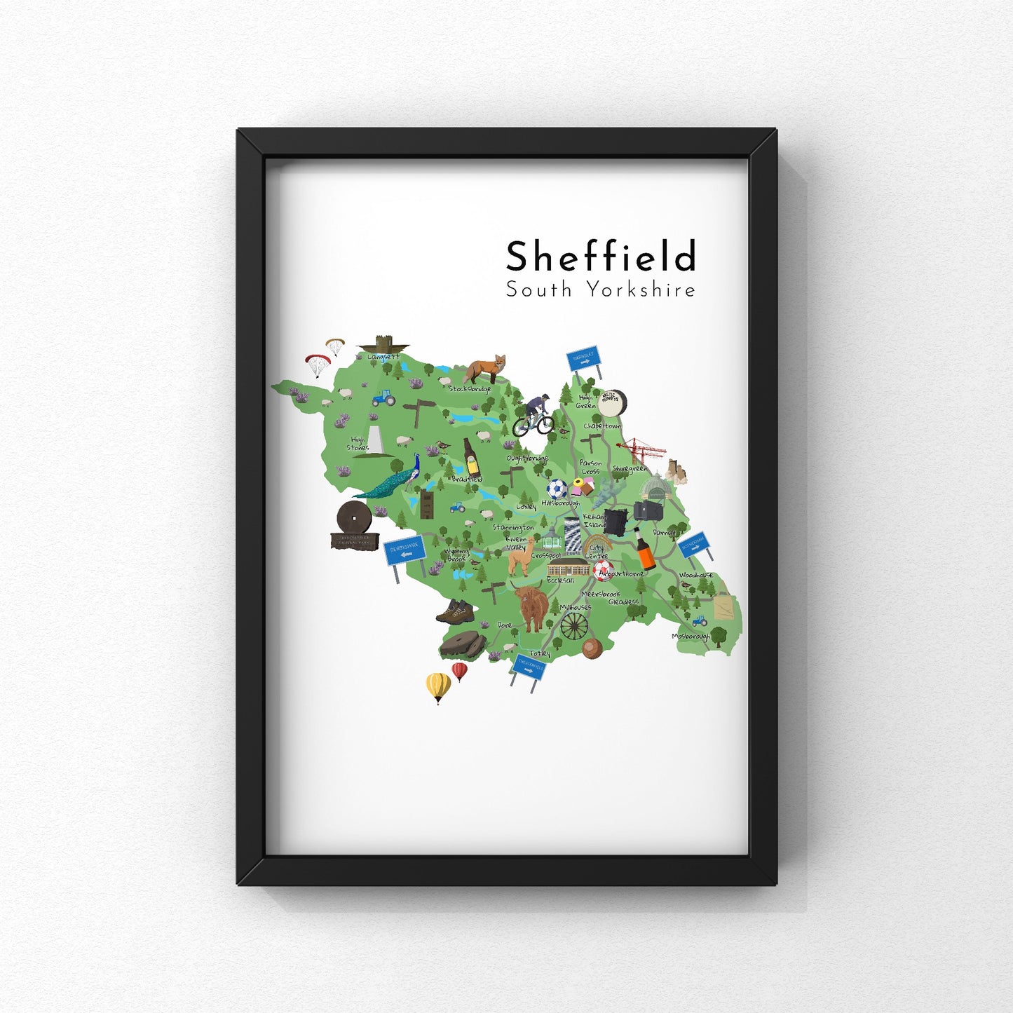 Sheffield Map | Yorkshire Print | A5 A4 A3