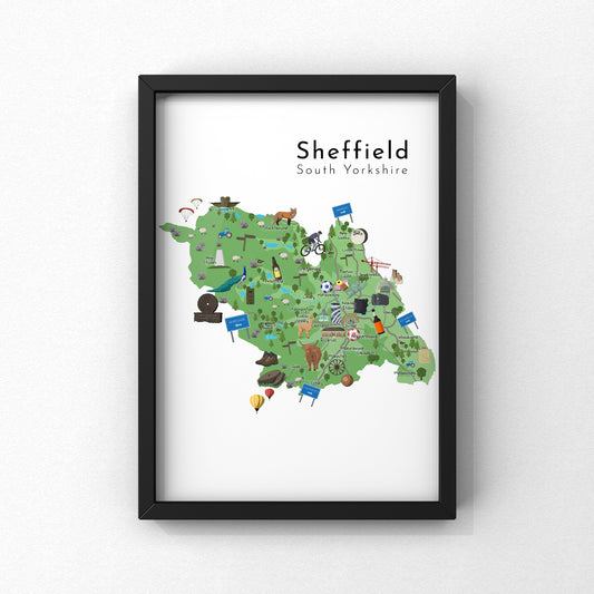 Sheffield Map | Yorkshire Print | A5 A4 A3