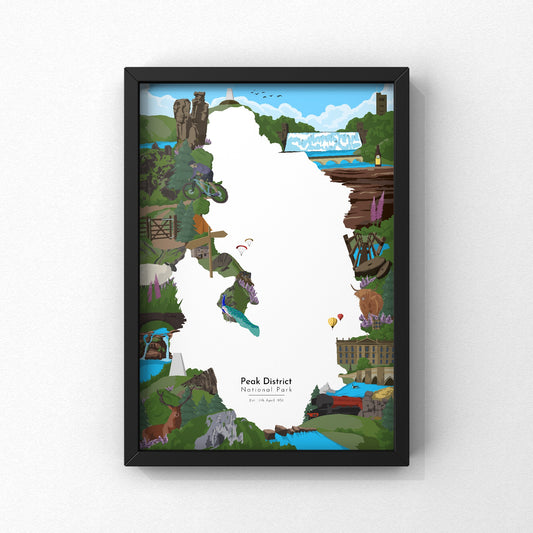 Peak District Map Print | Peak District Artwork | A5 A4 A3 (Copy) - Millstones & Moor