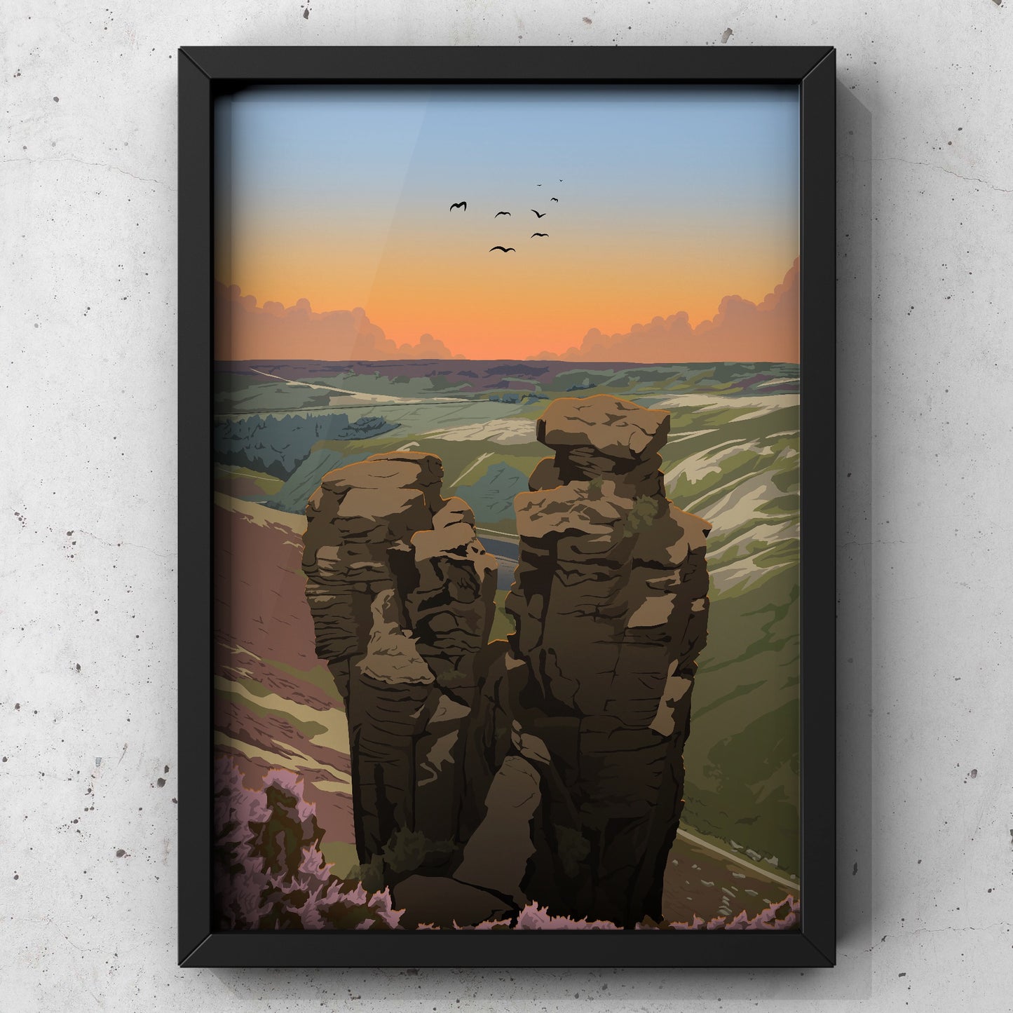 The Trinnacle Print | Peak District Artwork | A5 A4 A3