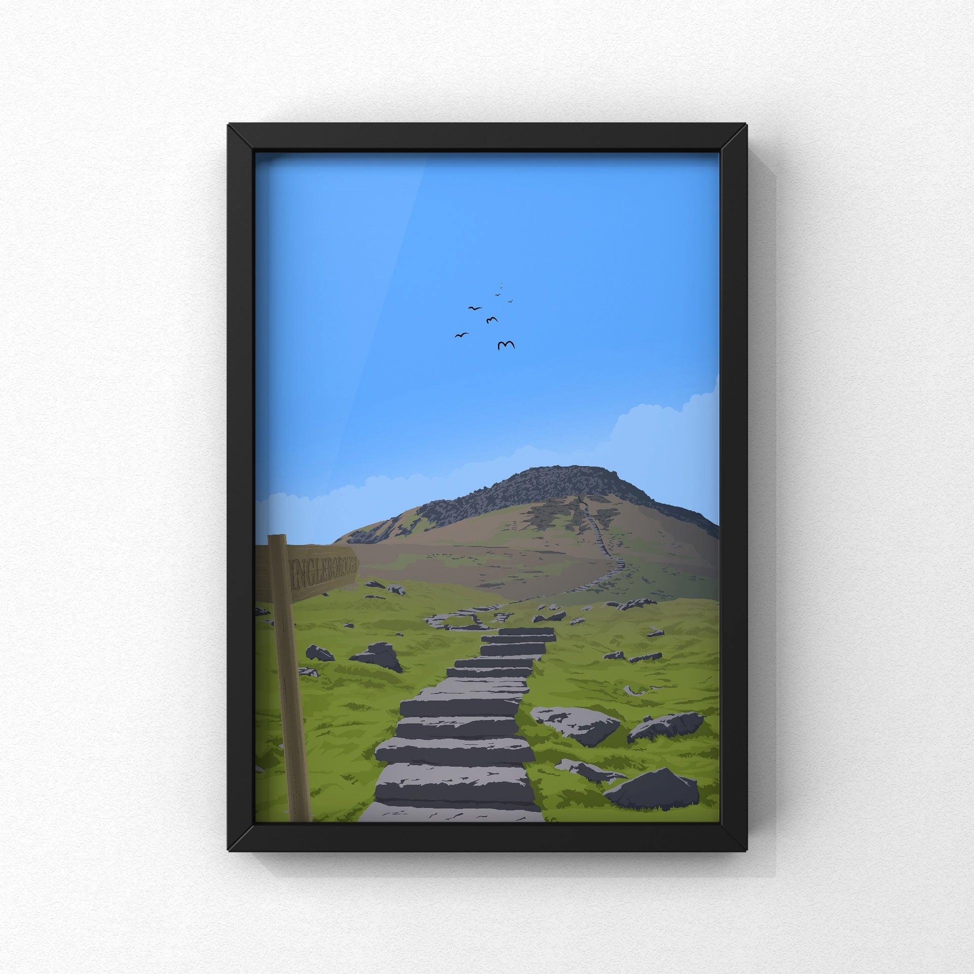 Ingleborough Yorkshire three peaks digital illustration print
