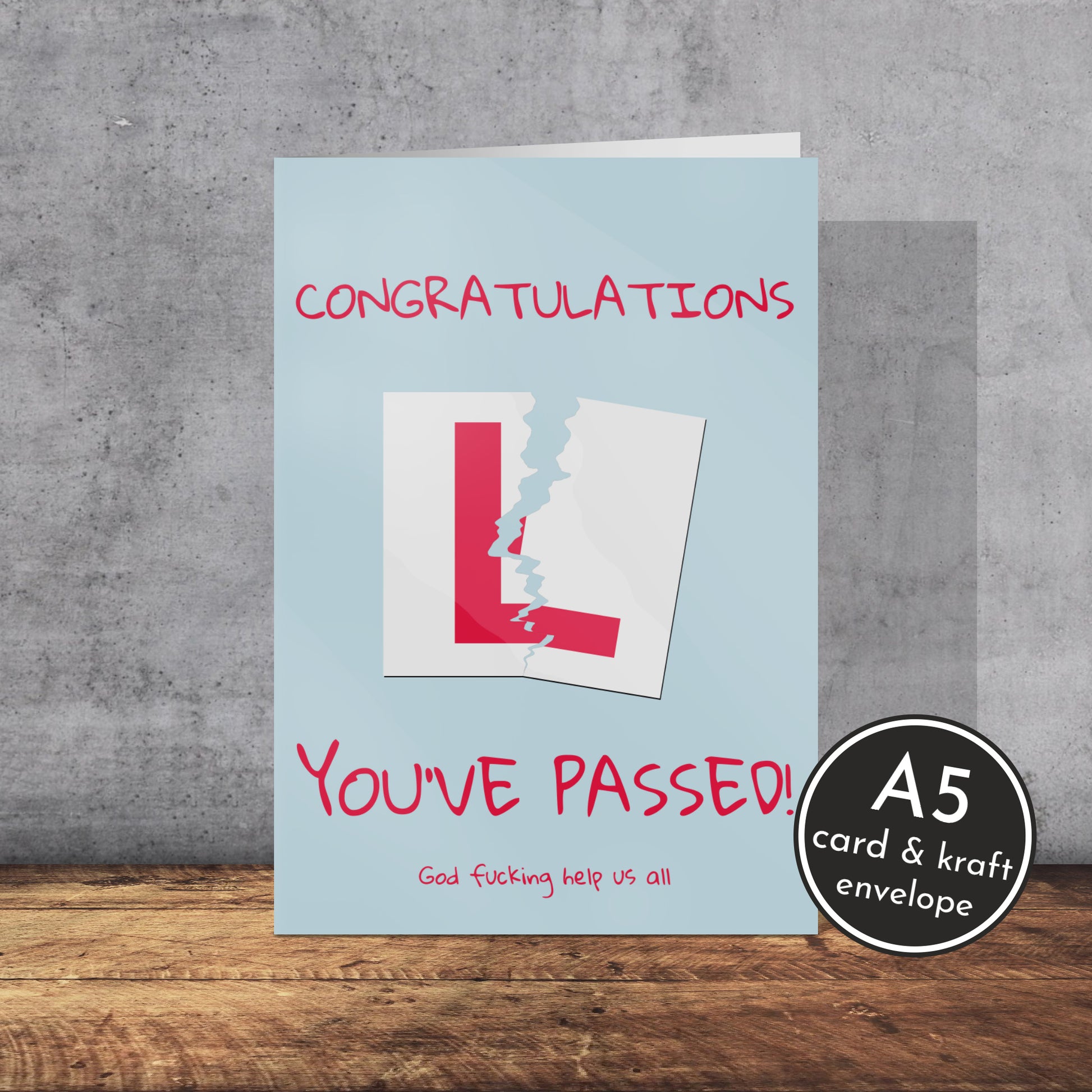 Congratulations Rude Passed Driving Test Card | A5 Card and Envelope - Millstones & Moor