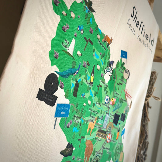 Sheffield Map Illustrated Tea Towel
