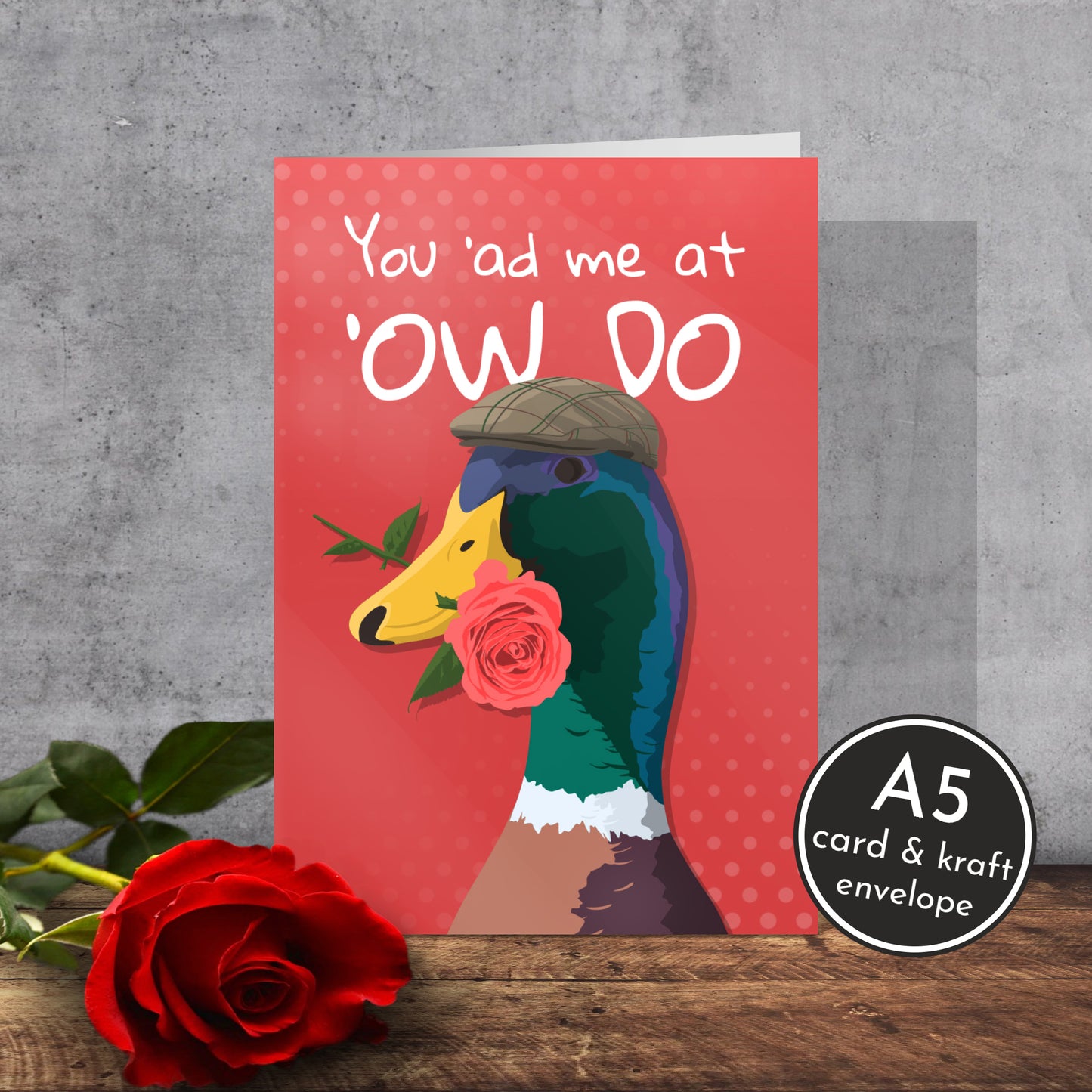 Yorkshire Duck Valentine’s Day Card | Yorkshire Slang | A5 Card and Envelope - Millstones & Moor