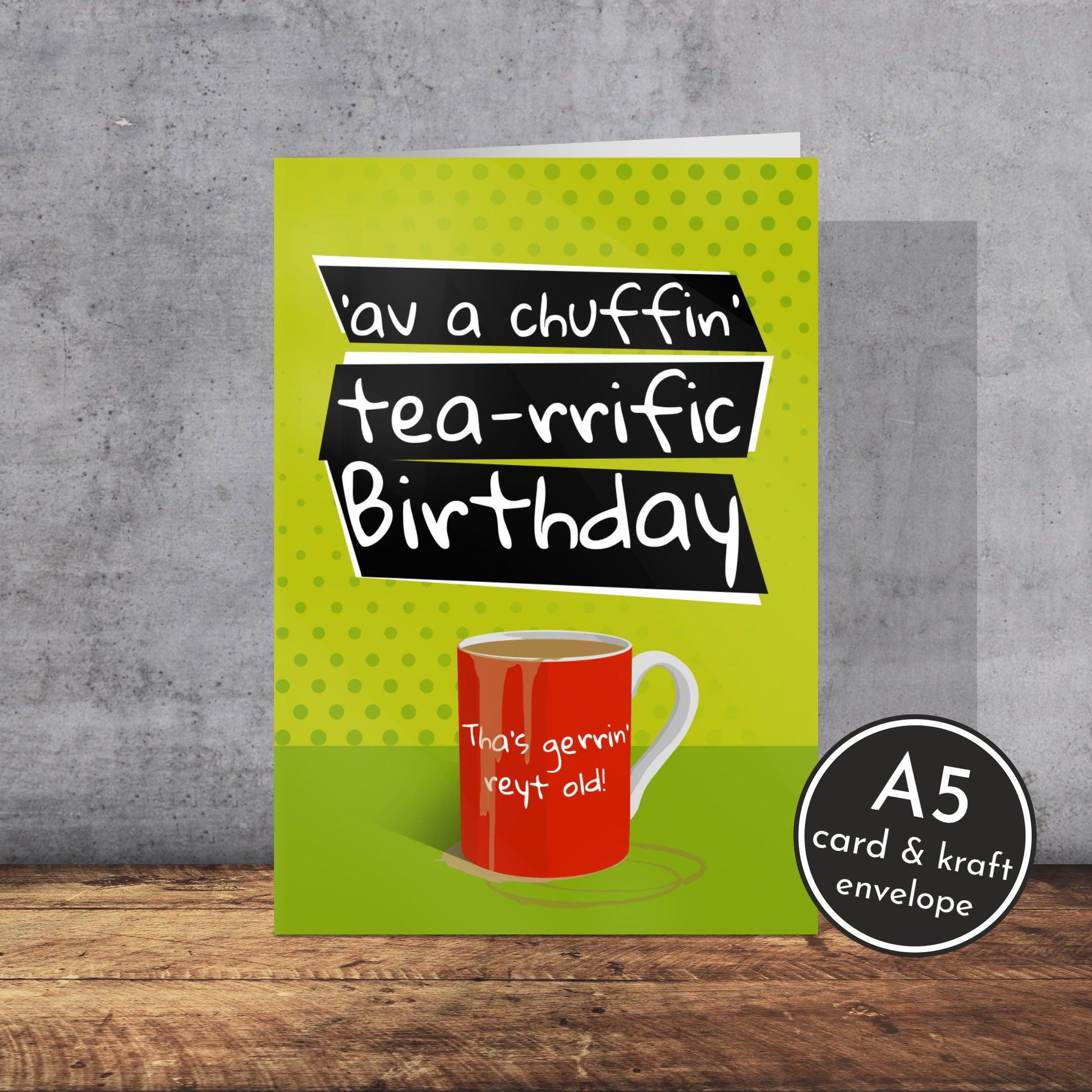 Yorkshire Themed Tea Birthday Card | Yorkshire slang | A5 Card and Envelope - Millstones & Moor