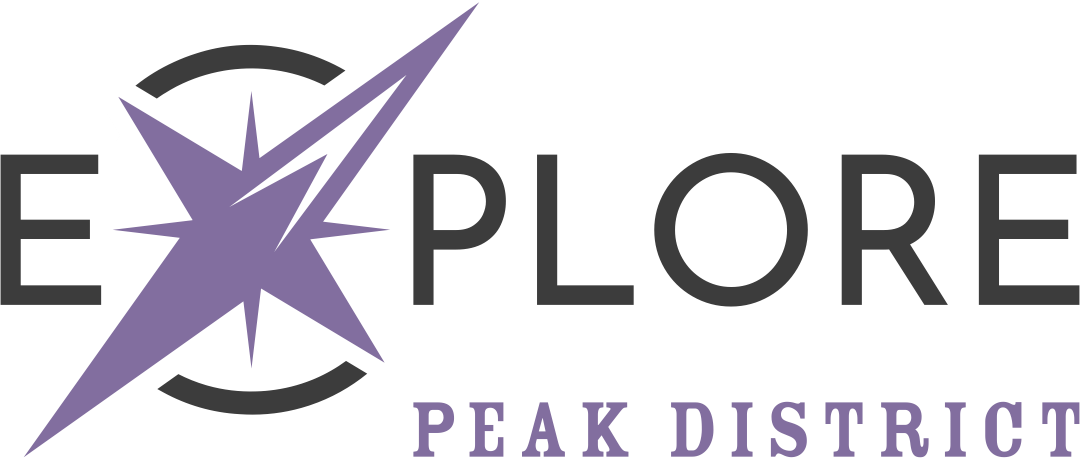 Logo with 'Explore Peak District' text and a purple compass design