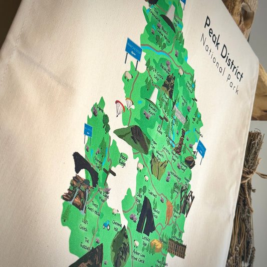 Peak District Map Illustrated Tea Towel
